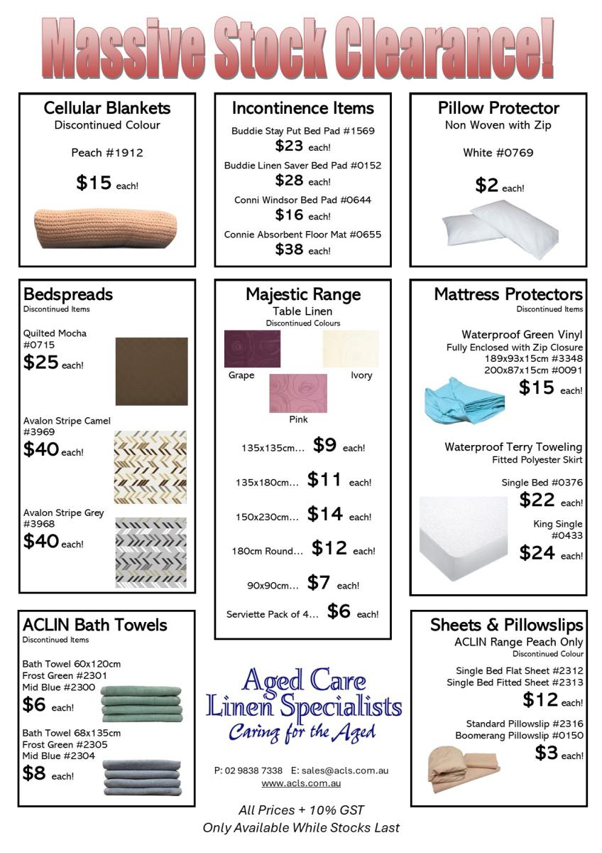 Specials Aged Care Linen Specialists